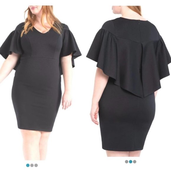Eloquii Dresses & Skirts - NWT Eloquii Ruffle Cape Dress Black Size 16